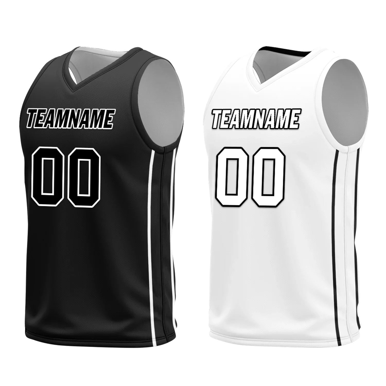 Custom Black White Classic Style Reversible Basketball Uniform Personalized COOLMAX BBJR-D017007 - Coolcustomize