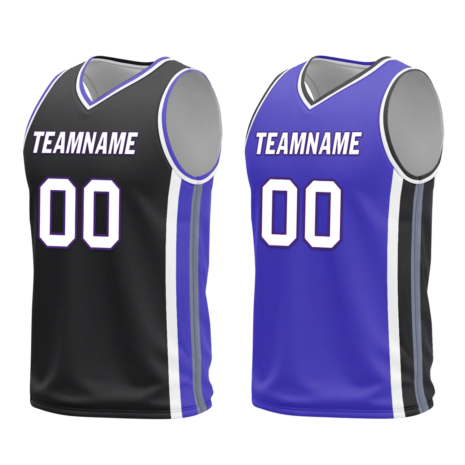 Custom Black Blue Classic Style Reversible Basketball Uniform Personalized COOLMAX BBJR-D017036 - Coolcustomize