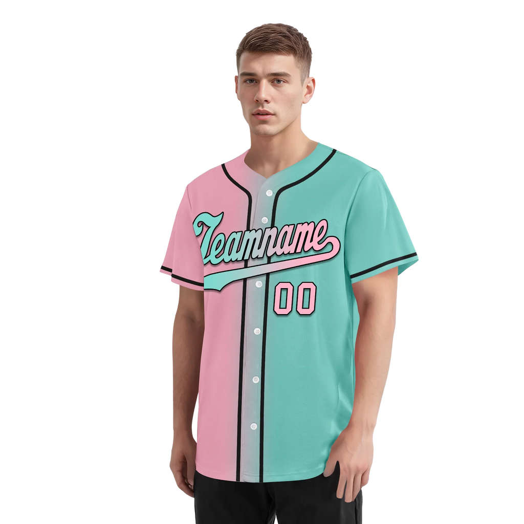Custom Pink Cyan Gradient Fashion Personalized Authentic Baseball Jersey BSBJ01-D0a708b - Coolcustomize