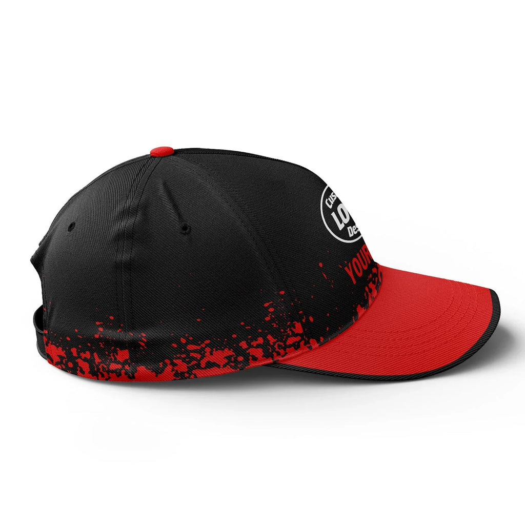 Custom Black Red Hat Sport Design Cap Stitched Adjustable Personalized YW061-D020231-2 - Coolcustomize