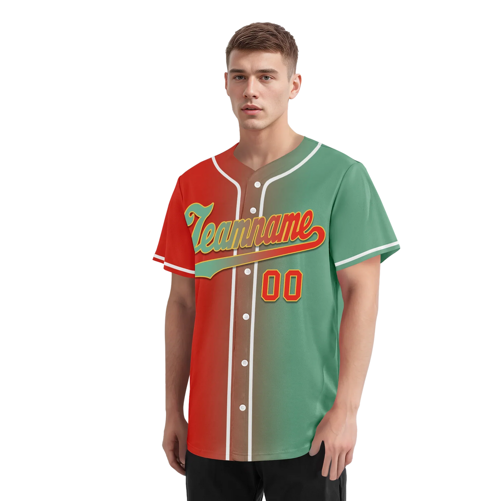 Custom Red Green Gradient Fashion Personalized Authentic Baseball Jersey BSBJ01-D0a7a09 - Coolcustomize