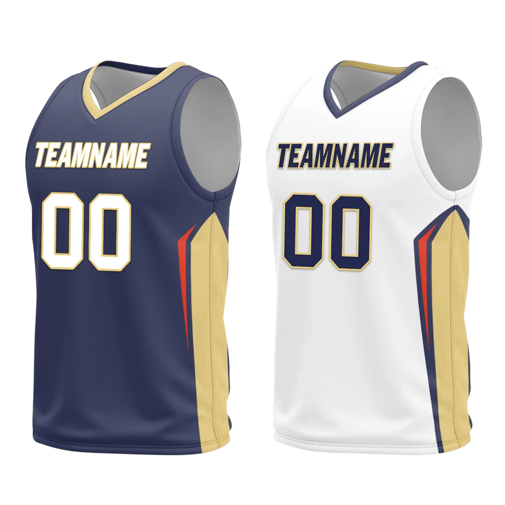 Custom Blue White Classic Style Reversible Basketball Uniform Personalized COOLMAX BBJR-D017050 - Coolcustomize