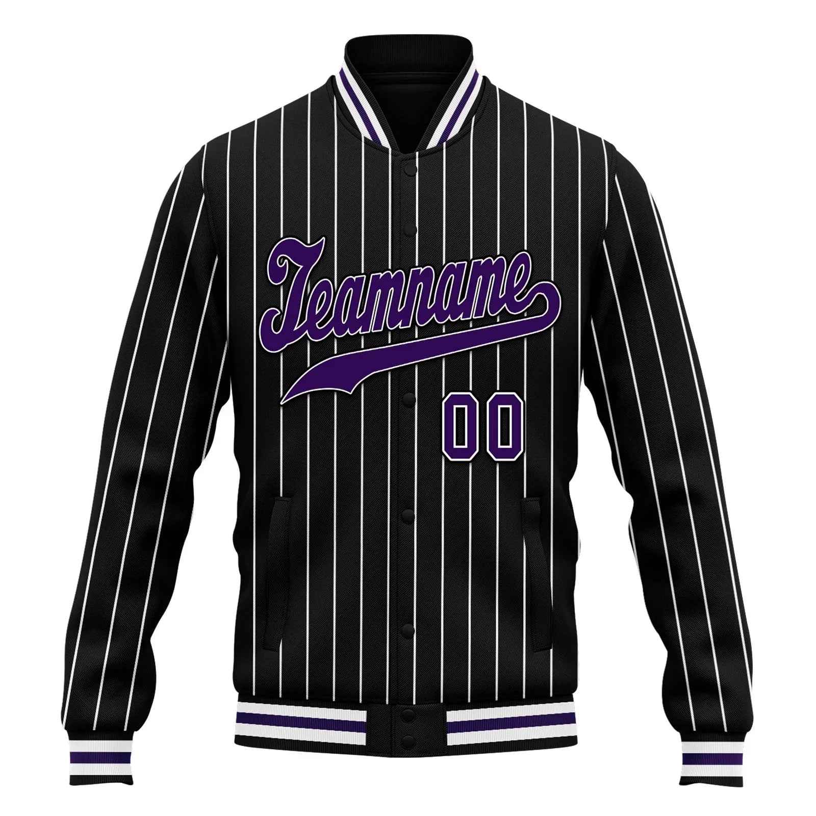 Custom Black White Stripe Fashion Jacket Bomber Full-Snap Varsity Letterman Personalized Jacket FZ005-D020219-9 - Coolcustomize