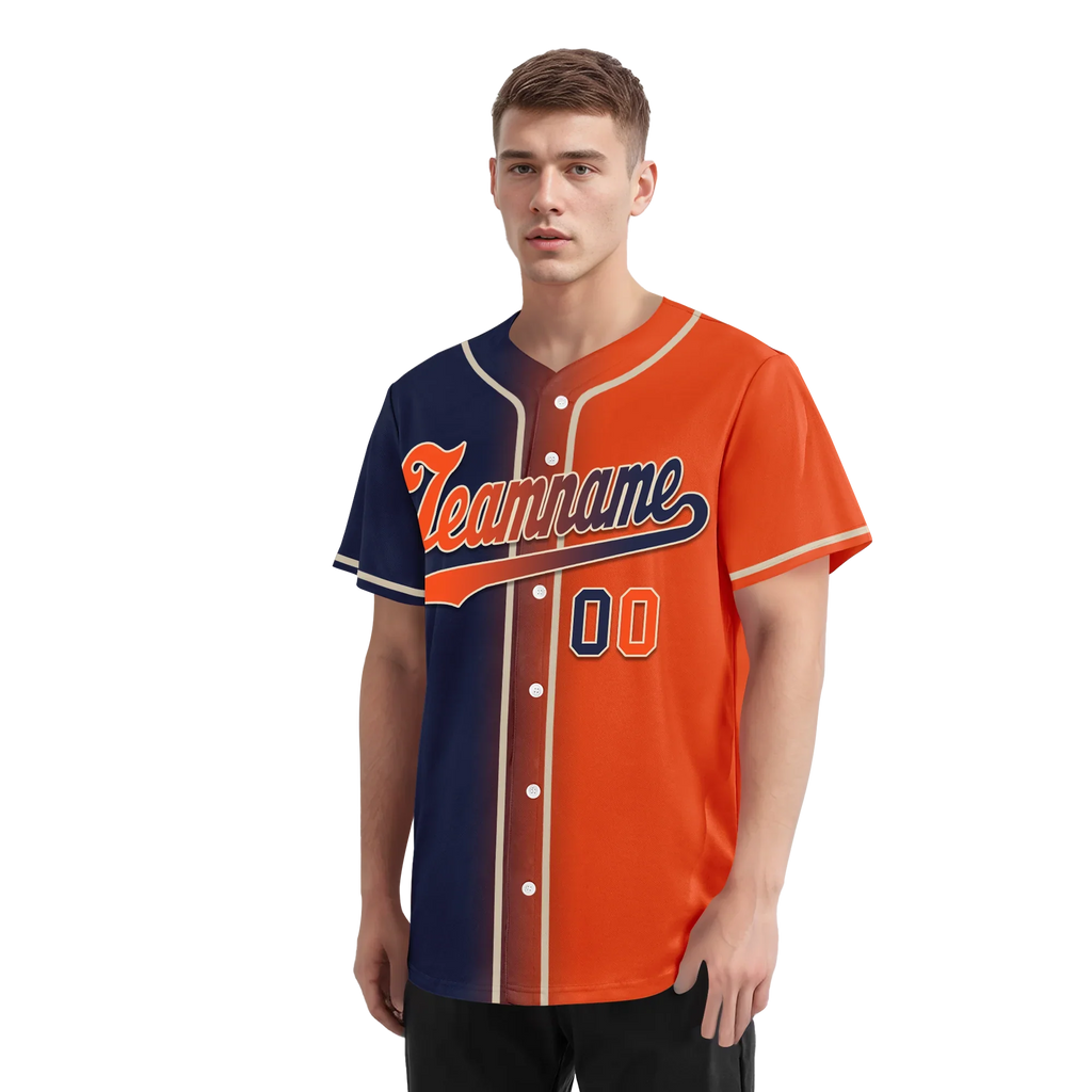 Custom Blue Orange Gradient Fashion Personalized Authentic Baseball Jersey BSBJ01-D0a7089 - Coolcustomize