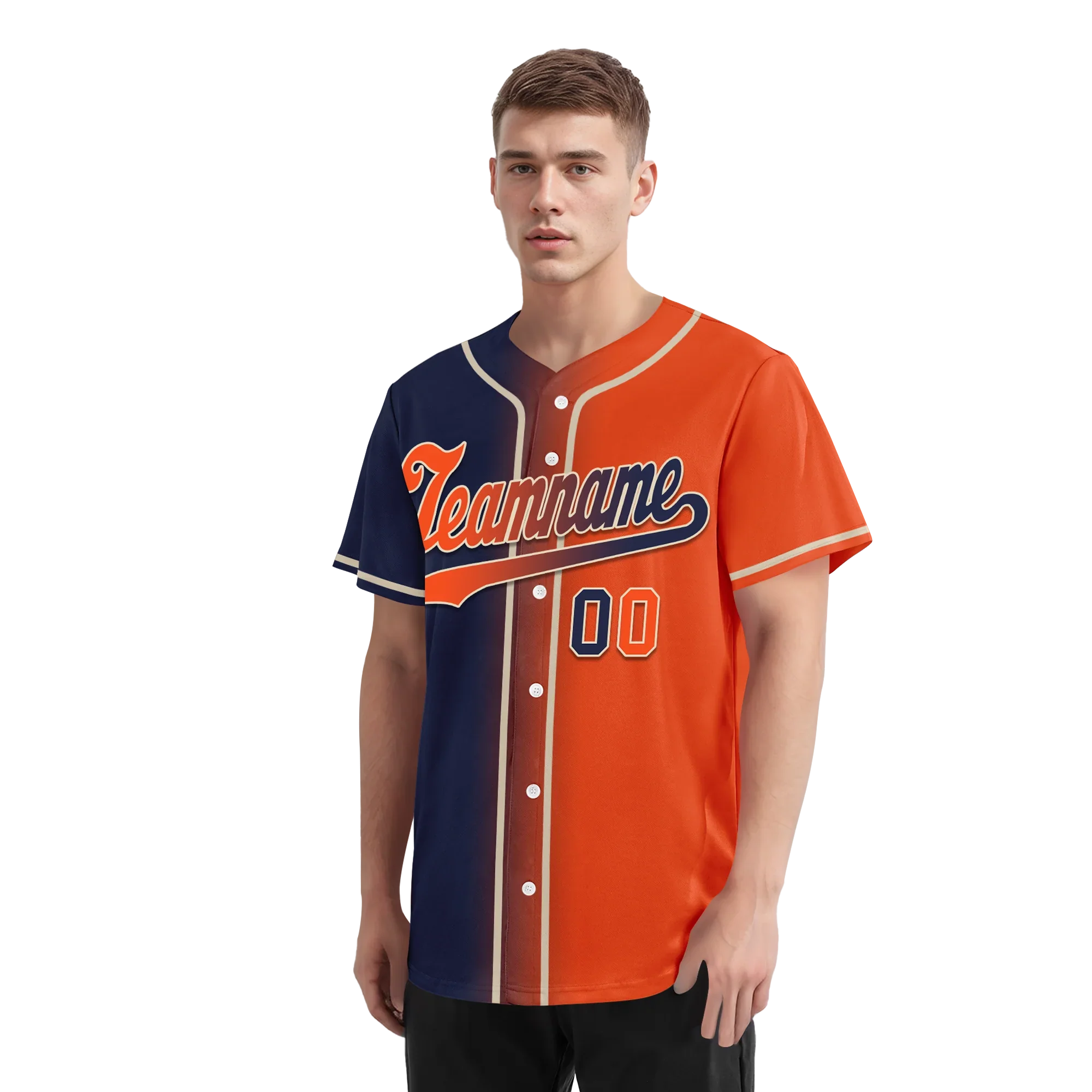 Custom Blue Orange Gradient Fashion Personalized Authentic Baseball Jersey BSBJ01-D0a7089 - Coolcustomize