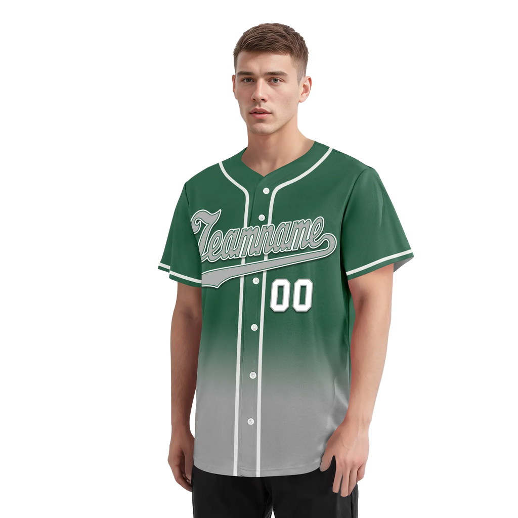 Custom Green Grey Fade Fashion Personalized Authentic Baseball Jersey BSBJ01-D0a70c9 - Coolcustomize