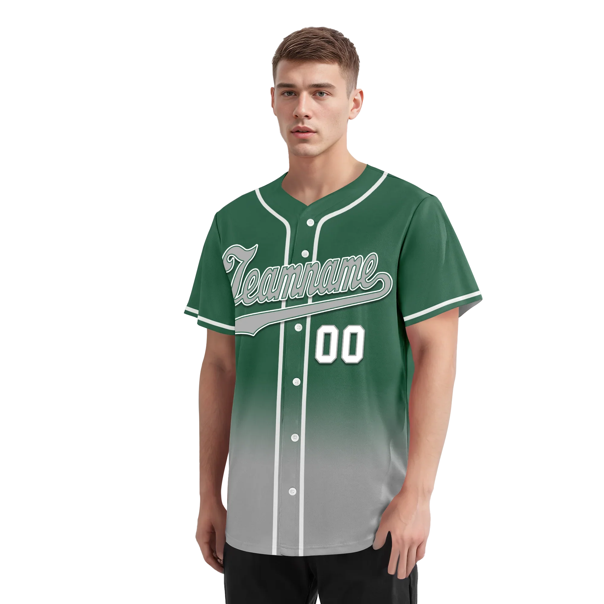 Custom Green Grey Fade Fashion Personalized Authentic Baseball Jersey BSBJ01-D0a70c9 - Coolcustomize