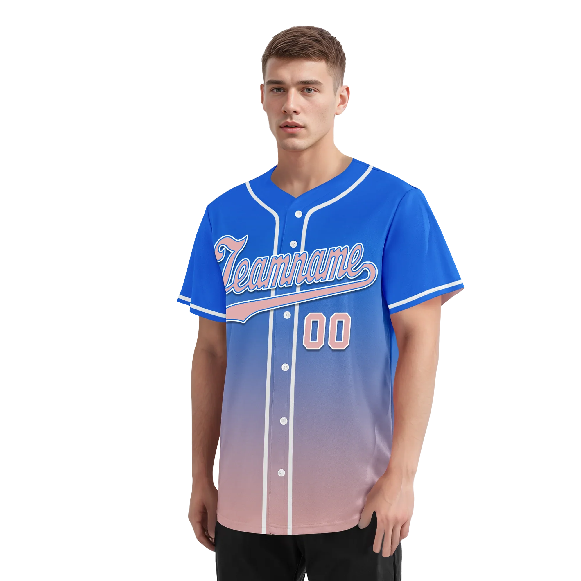 Custom Blue Pink Fade Fashion Personalized Authentic Baseball Jersey BSBJ01-D0a70e0 - Coolcustomize