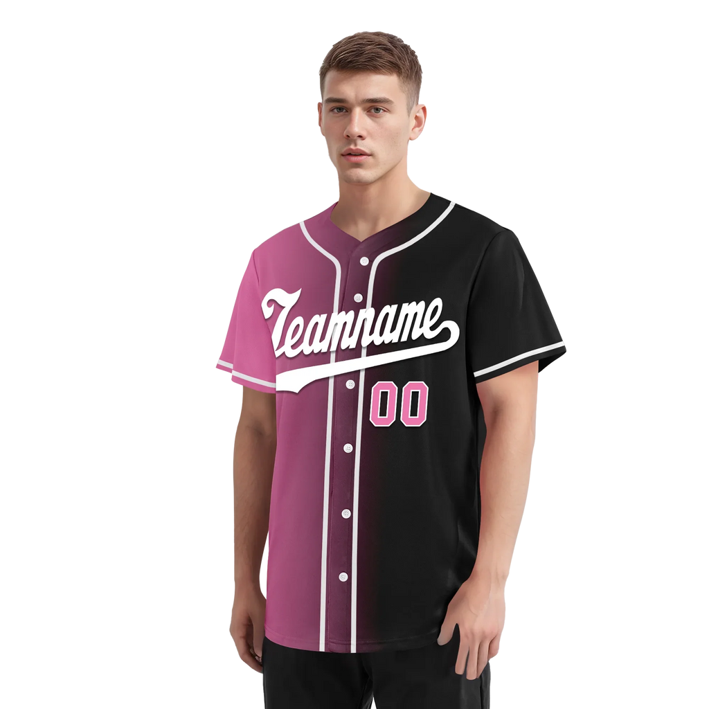 Custom Pink Black Gradient Fashion Personalized Authentic Baseball Jersey BSBJ01-D0a7099 - Coolcustomize