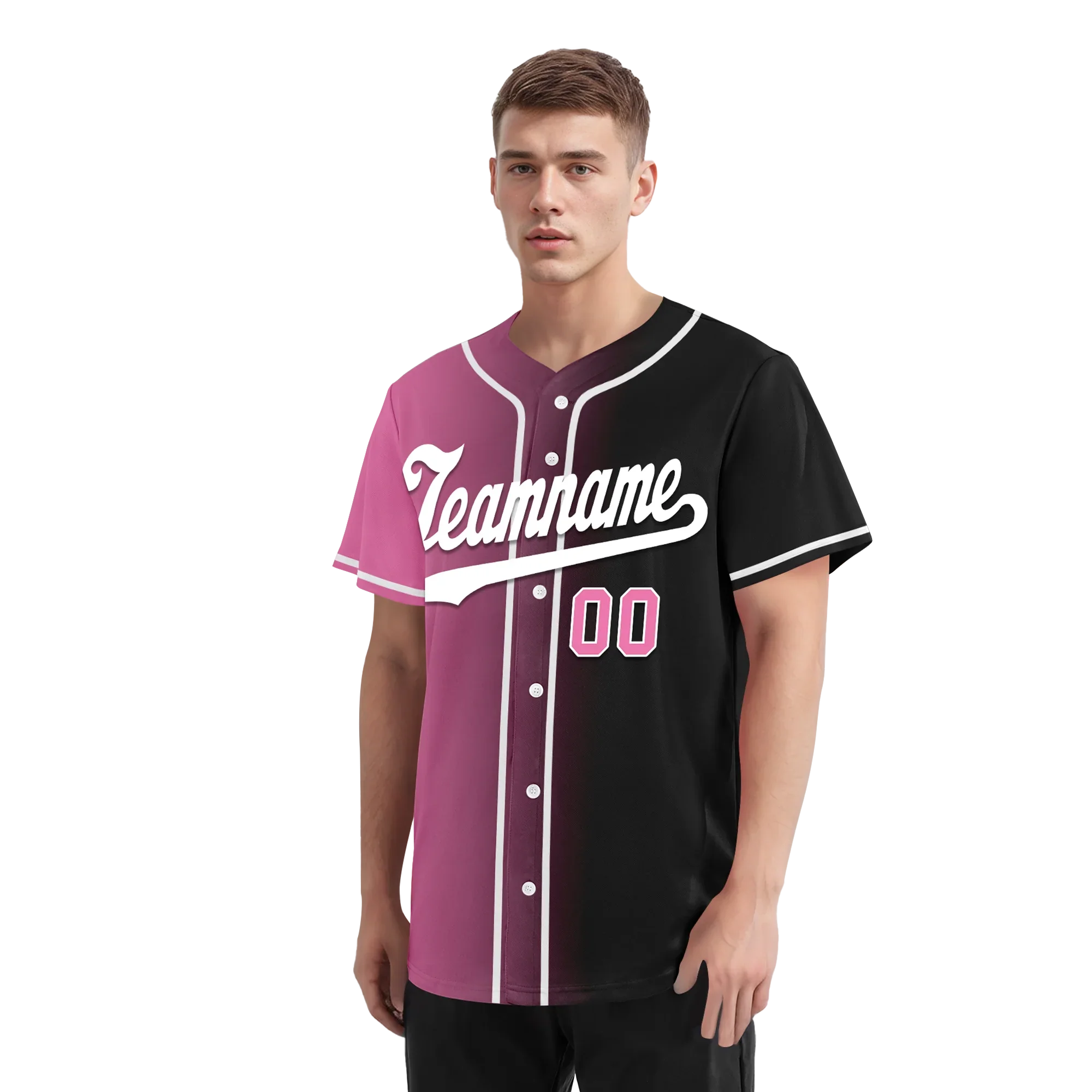Custom Pink Black Gradient Fashion Personalized Authentic Baseball Jersey BSBJ01-D0a7099 - Coolcustomize