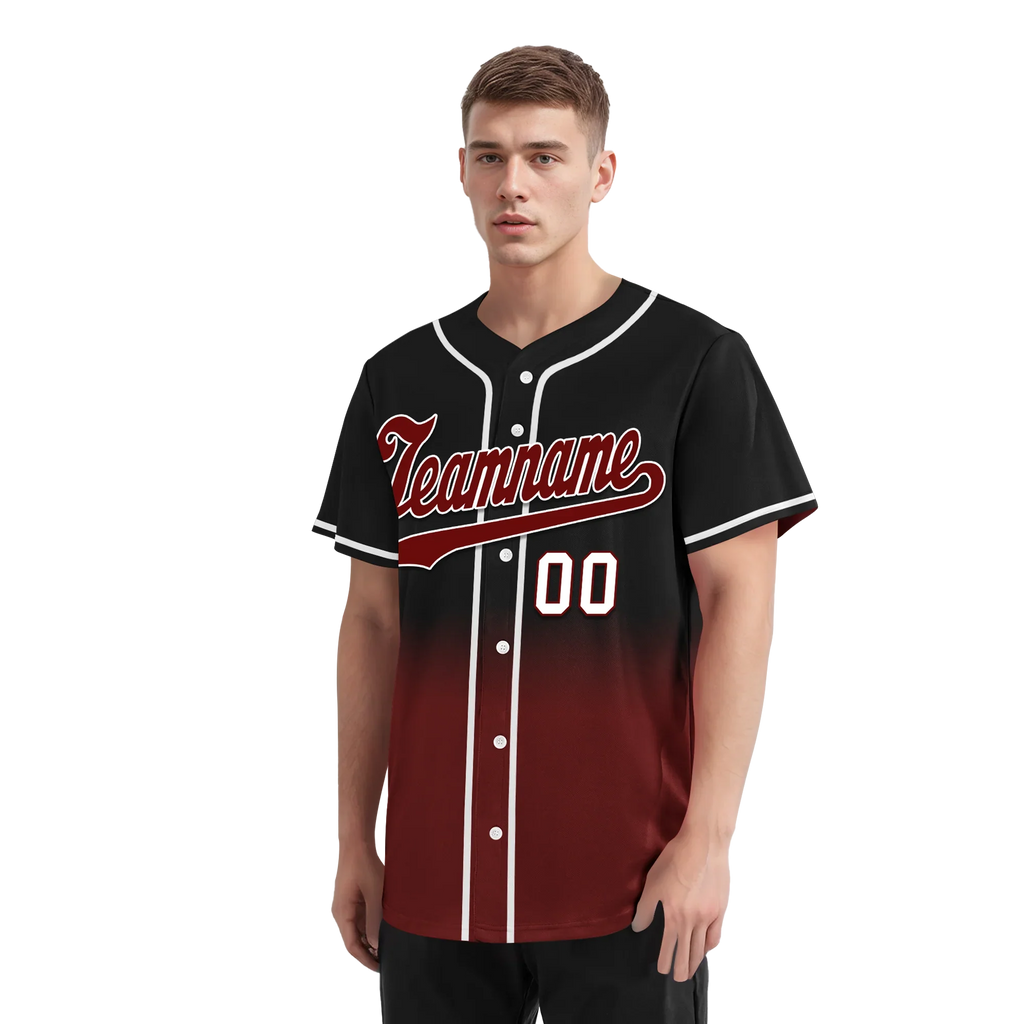 Custom Black Red Fade Fashion Personalized Authentic Baseball Jersey BSBJ01-D0a70f0 - Coolcustomize