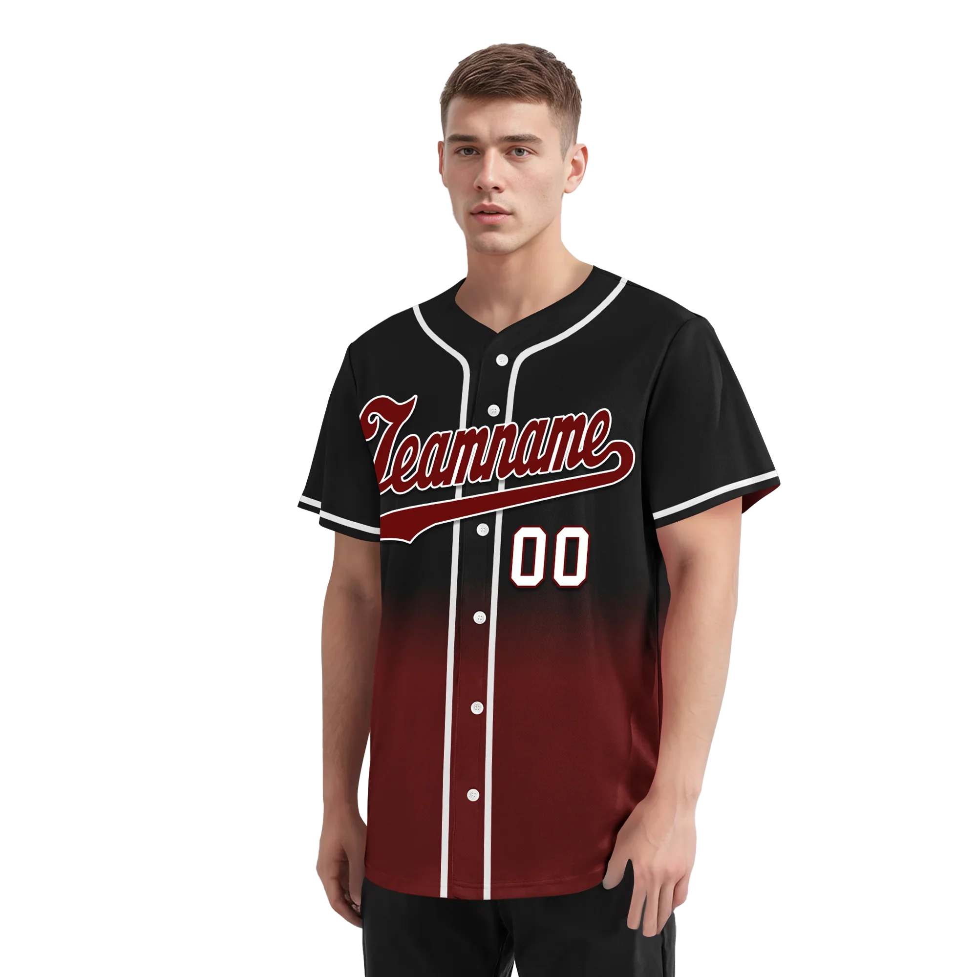 Custom Black Red Fade Fashion Personalized Authentic Baseball Jersey BSBJ01-D0a70f0 - Coolcustomize