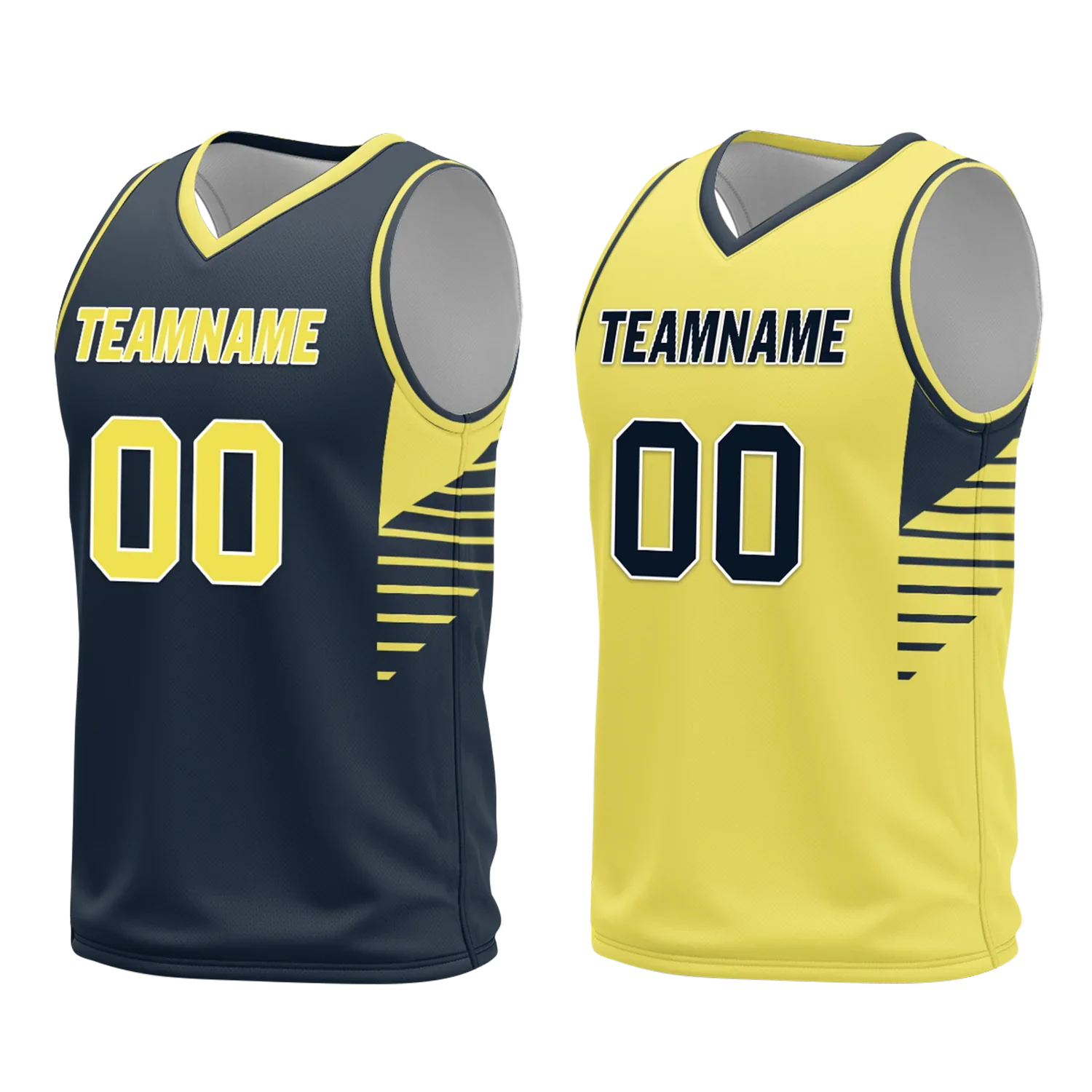 Custom Blue Yellow Classic Style Reversible Basketball Uniform Personalized COOLMAX BBJR-D017059 - Coolcustomize