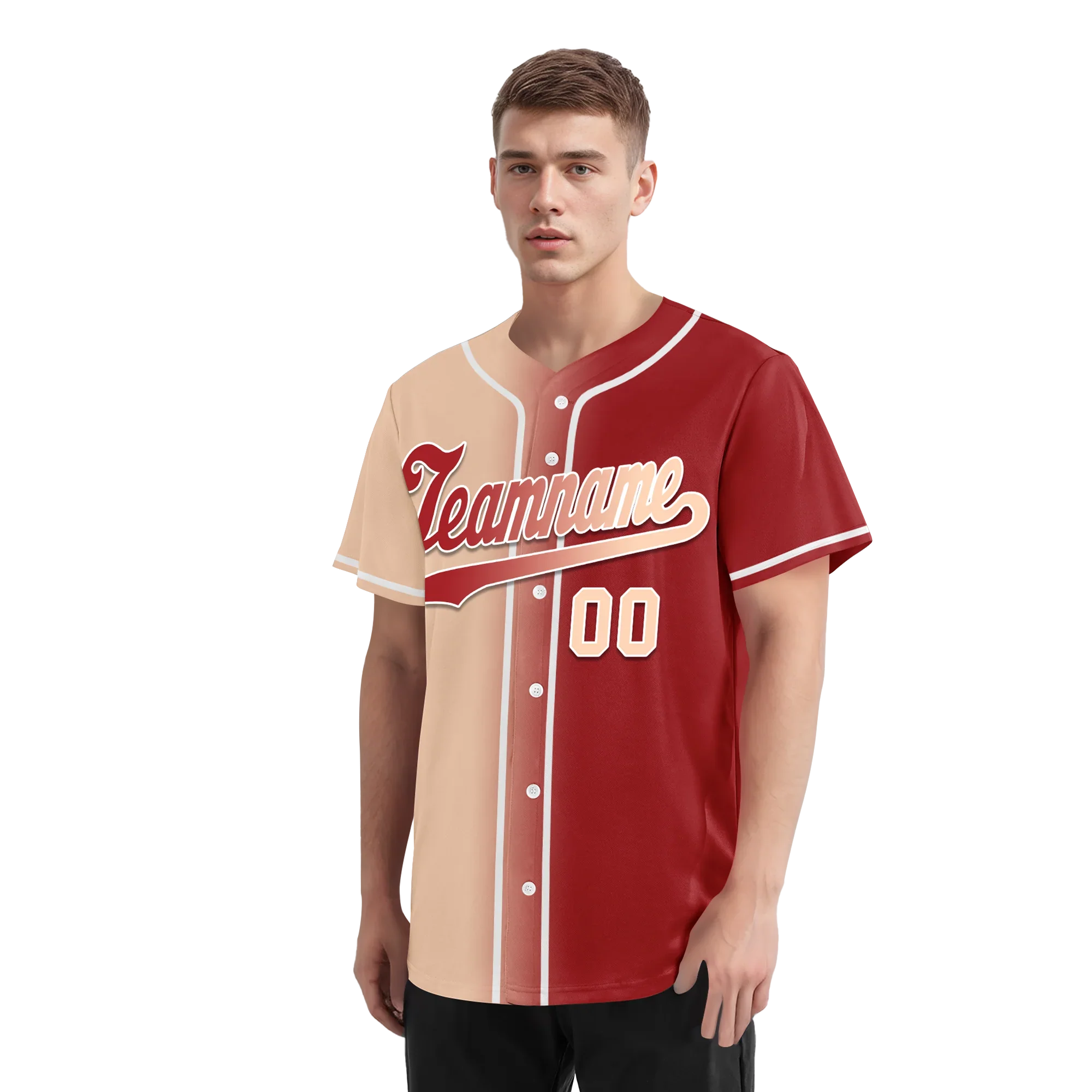 Custom Beige Red Gradient Fashion Personalized Authentic Baseball Jersey BSBJ01-D0a708f - Coolcustomize