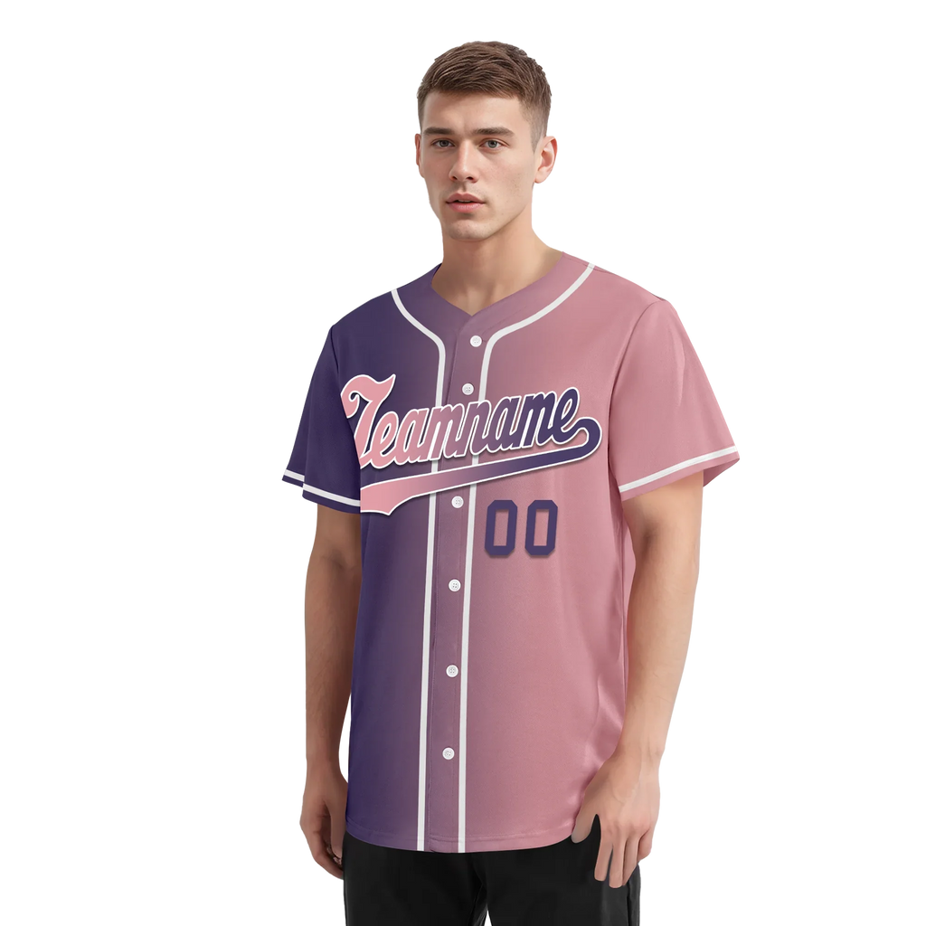 Custom Purple Pink Gradient Fashion Personalized Authentic Baseball Jersey BSBJ01-D0a7a0e - Coolcustomize