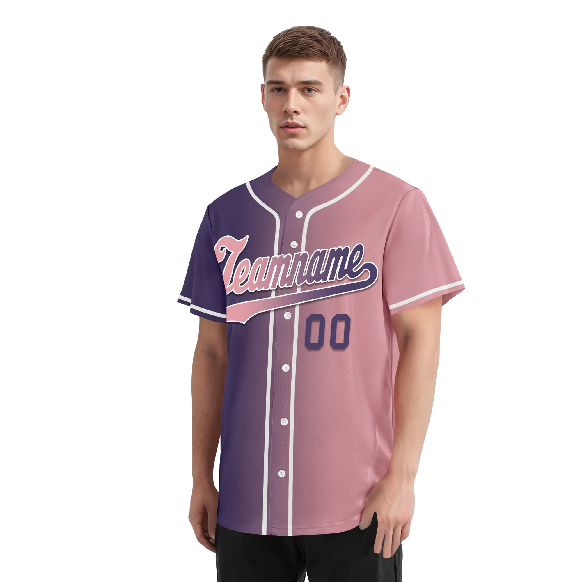 Custom Purple Pink Gradient Fashion Personalized Authentic Baseball Jersey BSBJ01-D0a7a0e - Coolcustomize