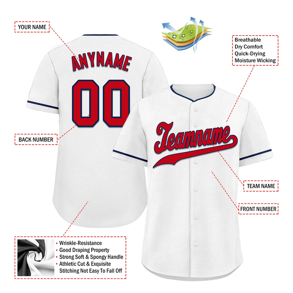 Custom White Classic Style Red Personalized Authentic Baseball Jersey BSBJ01-bd0faaf - Coolcustomize