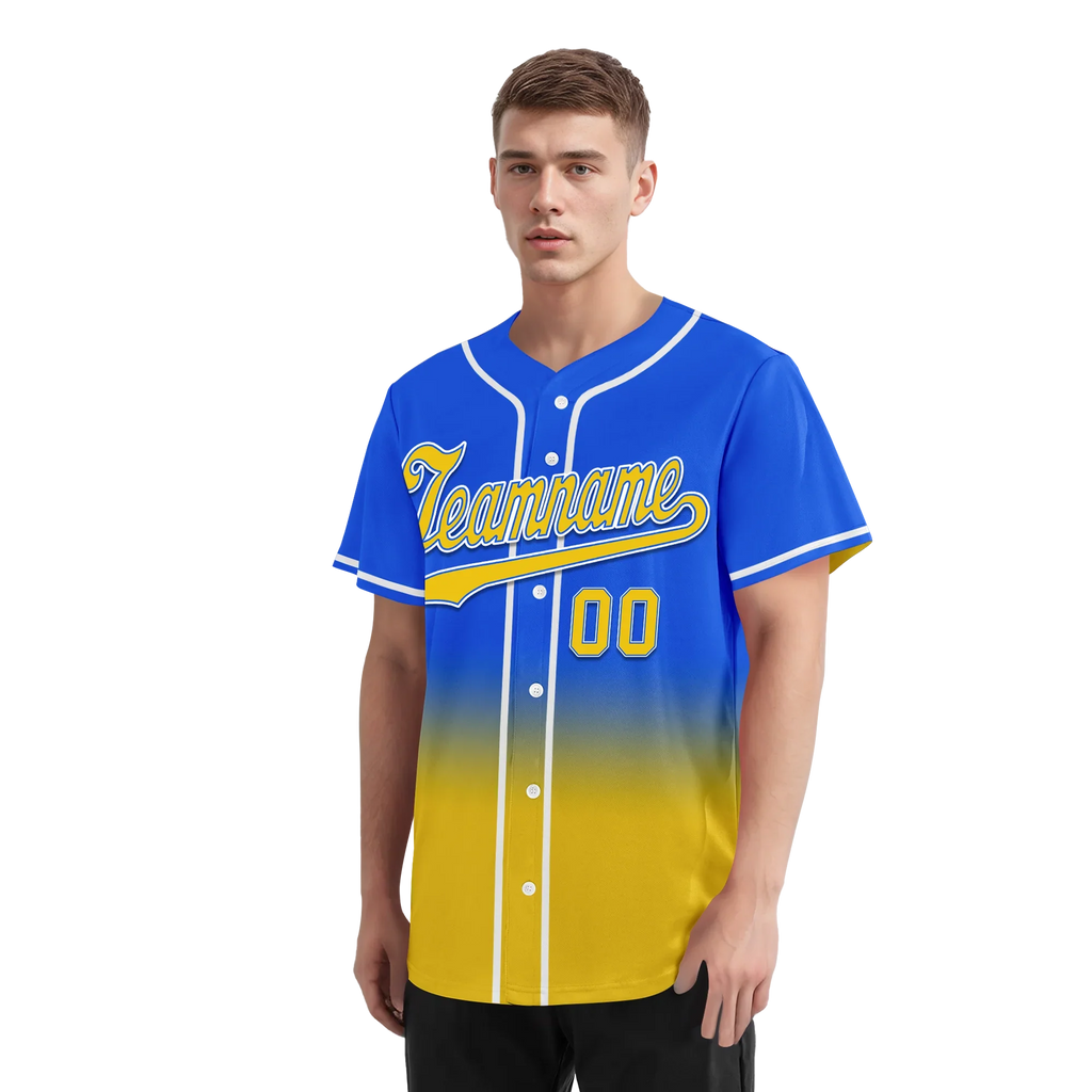 Custom Blue Yellow Fade Fashion Personalized Authentic Baseball Jersey BSBJ01-D0a70c0 - Coolcustomize