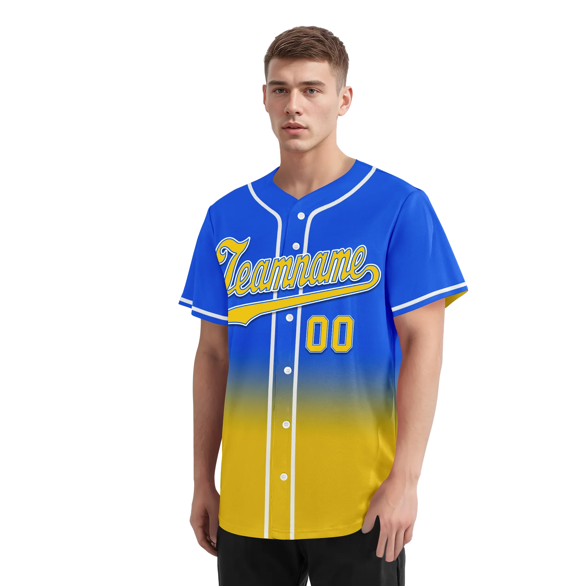 Custom Blue Yellow Fade Fashion Personalized Authentic Baseball Jersey BSBJ01-D0a70c0 - Coolcustomize