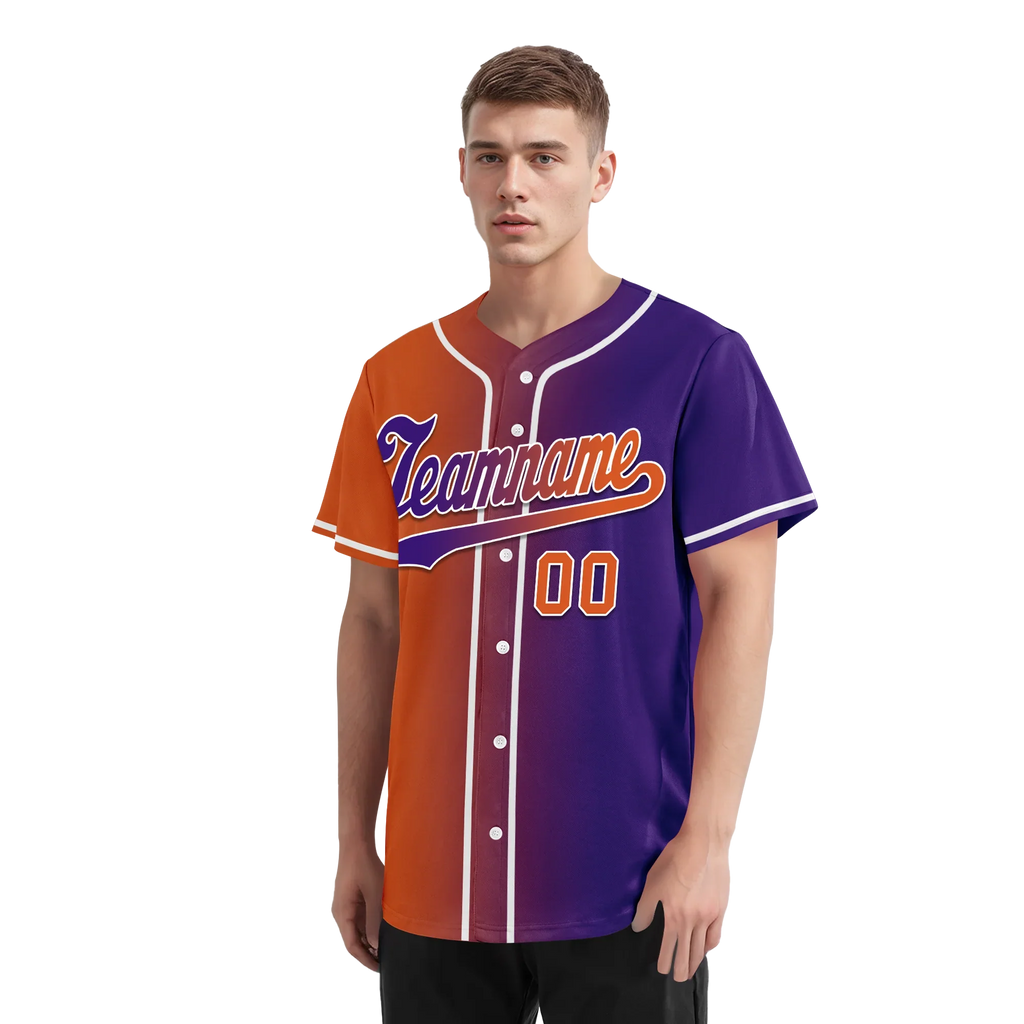 Custom Orange Purple Gradient Fashion Personalized Authentic Baseball Jersey BSBJ01-D0a7a08 - Coolcustomize