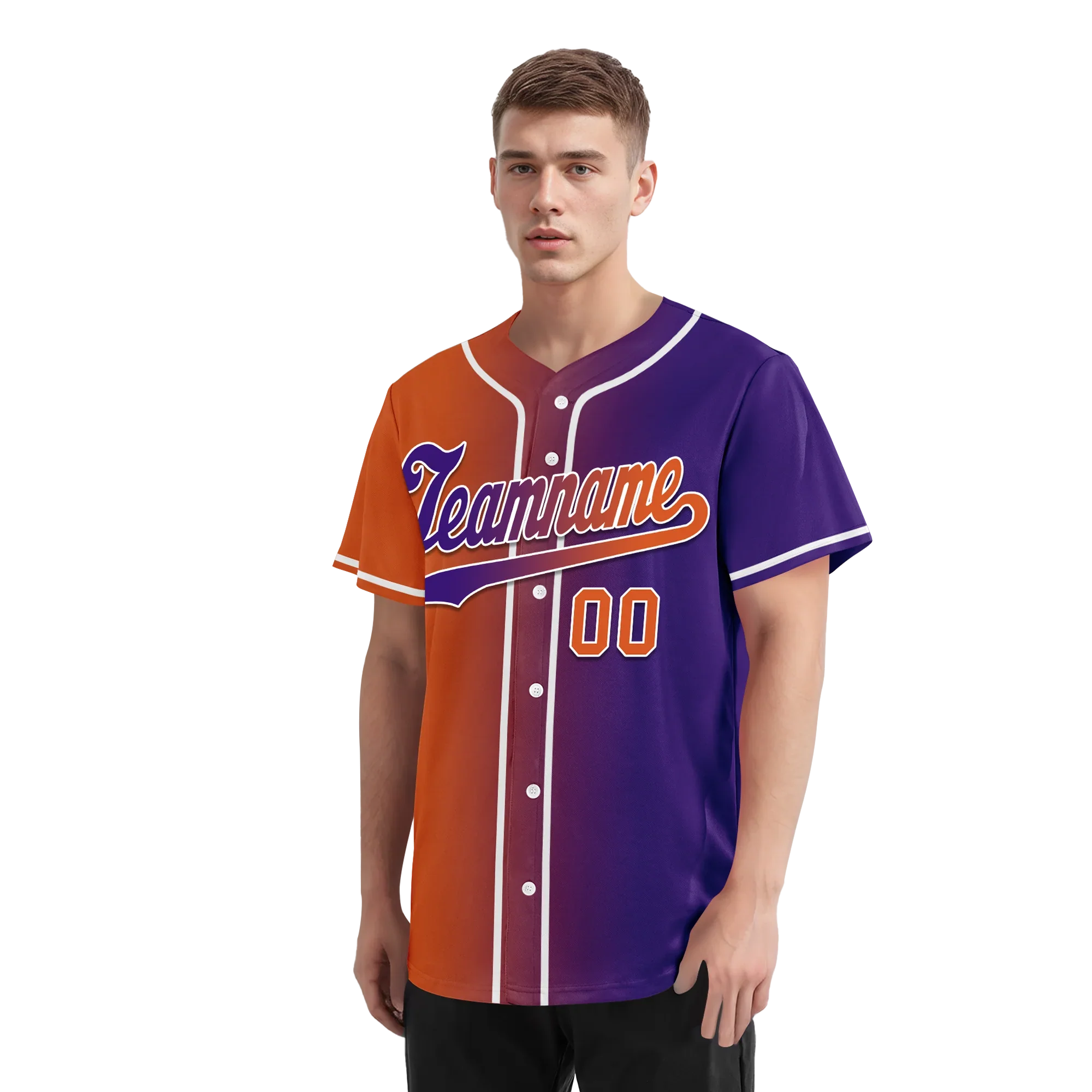 Custom Orange Purple Gradient Fashion Personalized Authentic Baseball Jersey BSBJ01-D0a7a08 - Coolcustomize