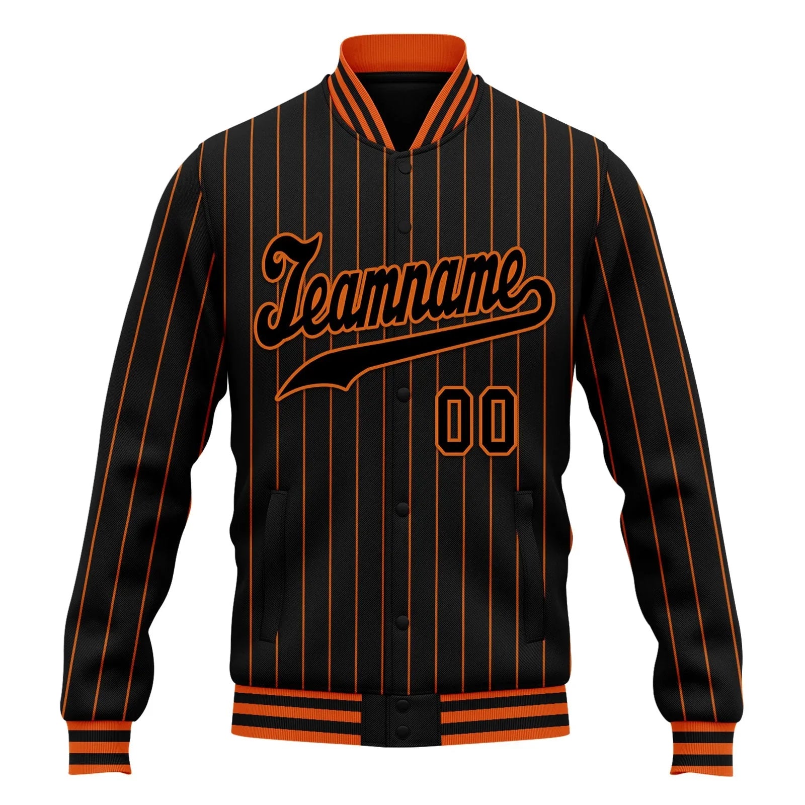 Custom Black Orange Stripe Fashion Jacket Bomber Full-Snap Varsity Letterman Personalized Jacket FZ005-D020219-3 - Coolcustomize