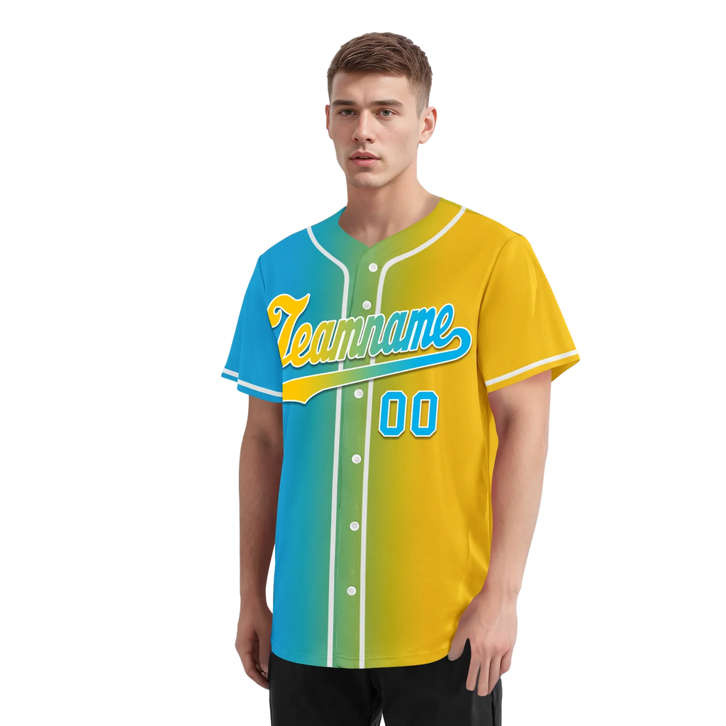 Custom Blue Yellow Gradient Fashion Personalized Authentic Baseball Jersey BSBJ01-D0a709b - Coolcustomize