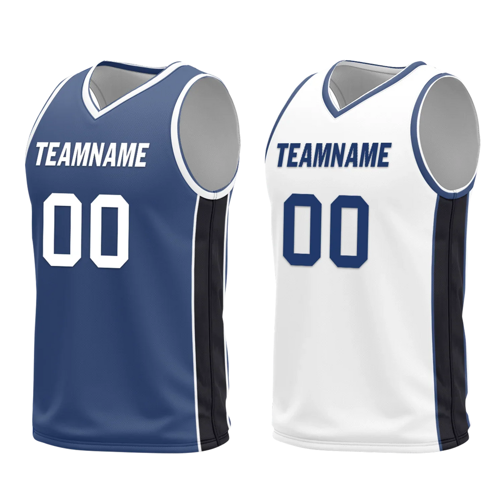 Custom Blue White Classic Style Reversible Basketball Uniform Personalized Ordinary BBJR-D017053 - Coolcustomize