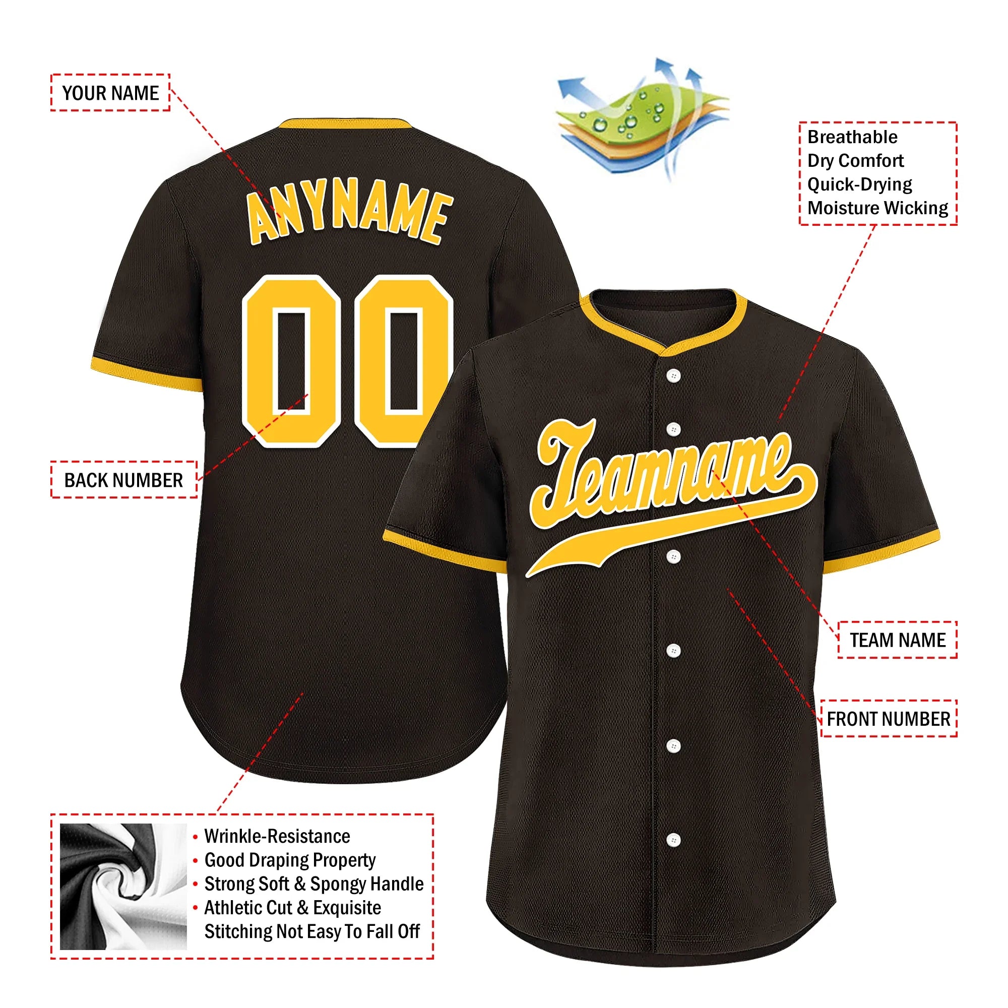 Custom Black Classic Style Yellow Personalized Authentic Baseball Jersey BSBJ01-bd0faee - Coolcustomize