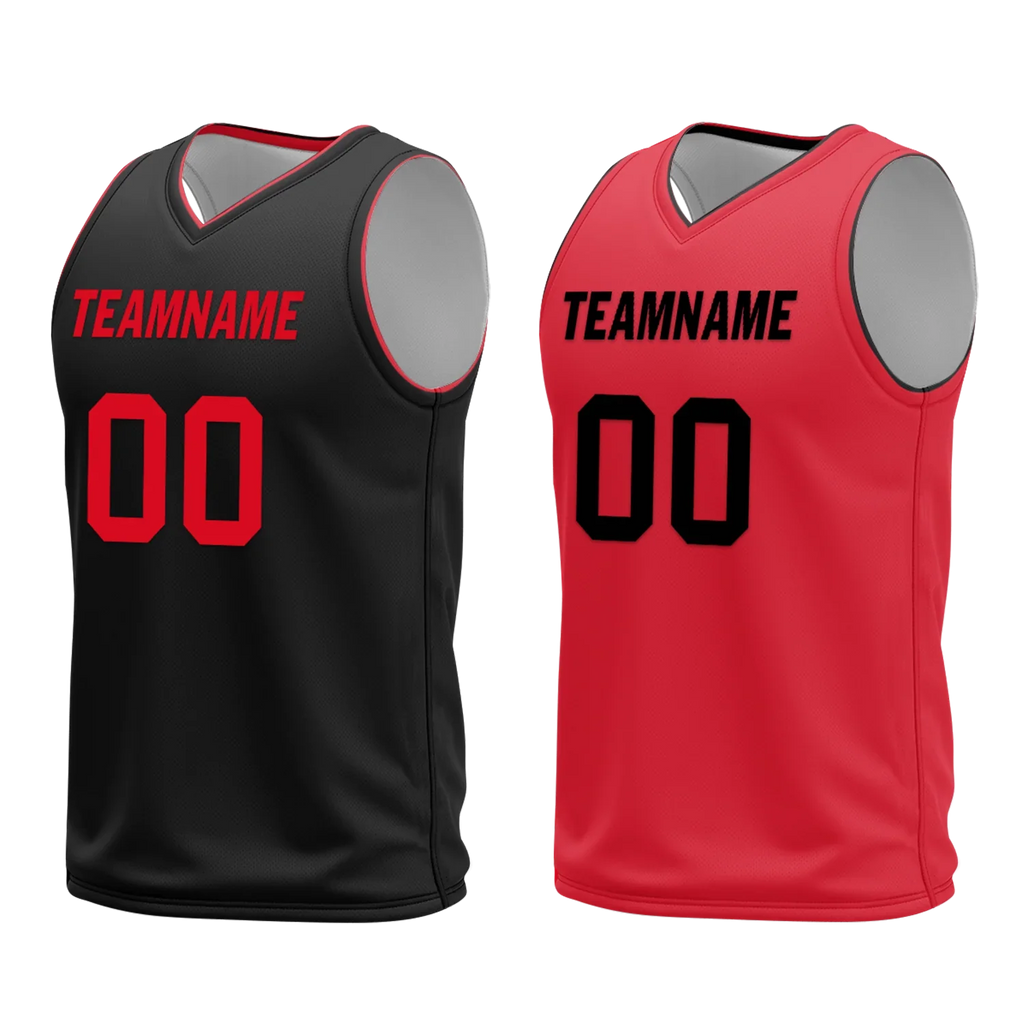 Custom Black Red Classic Style Reversible Basketball Uniform Personalized Ordinary BBJR-D017018 - Coolcustomize