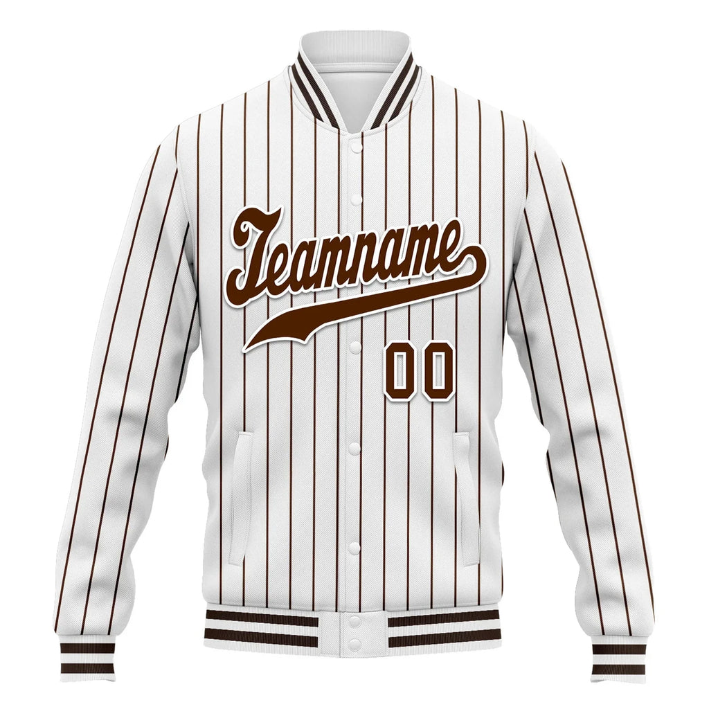 Custom Auburn White Stripe Fashion Jacket Bomber Full-Snap Varsity Letterman Personalized Jacket FZ005-D020219-24 - Coolcustomize