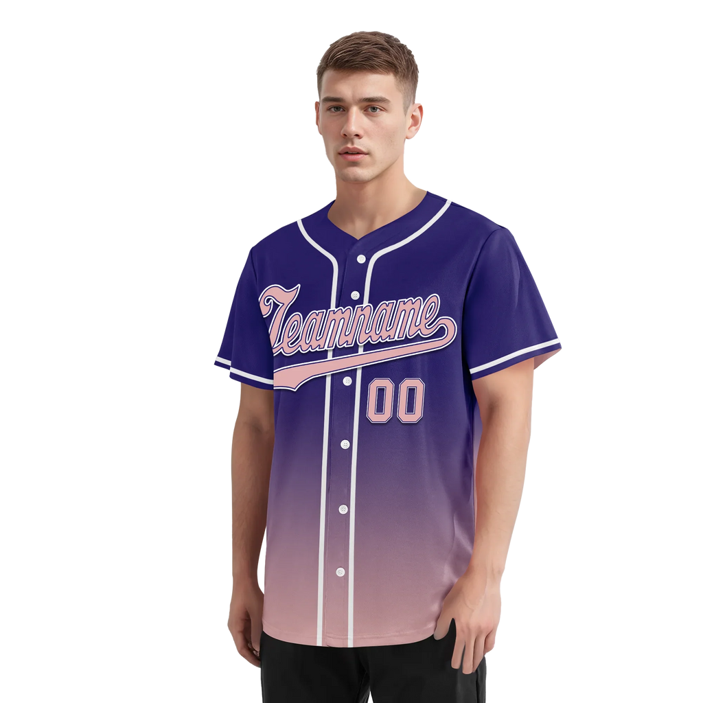 Custom Purple Pink Fade Fashion Personalized Authentic Baseball Jersey BSBJ01-D0a7070 - Coolcustomize