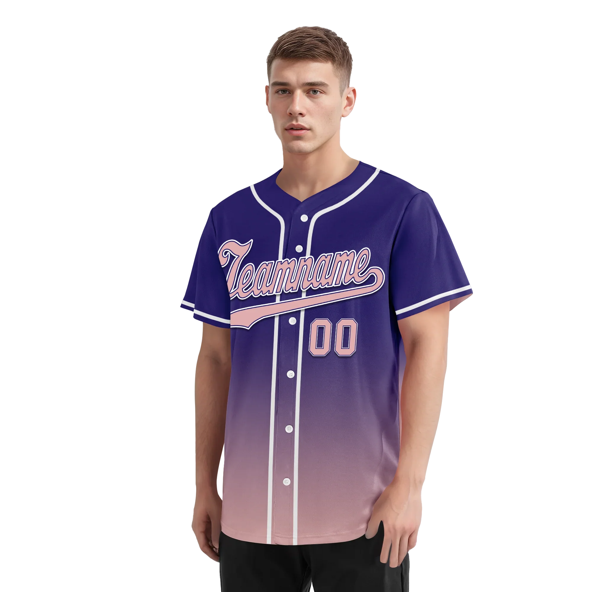 Custom Purple Pink Fade Fashion Personalized Authentic Baseball Jersey BSBJ01-D0a7070 - Coolcustomize
