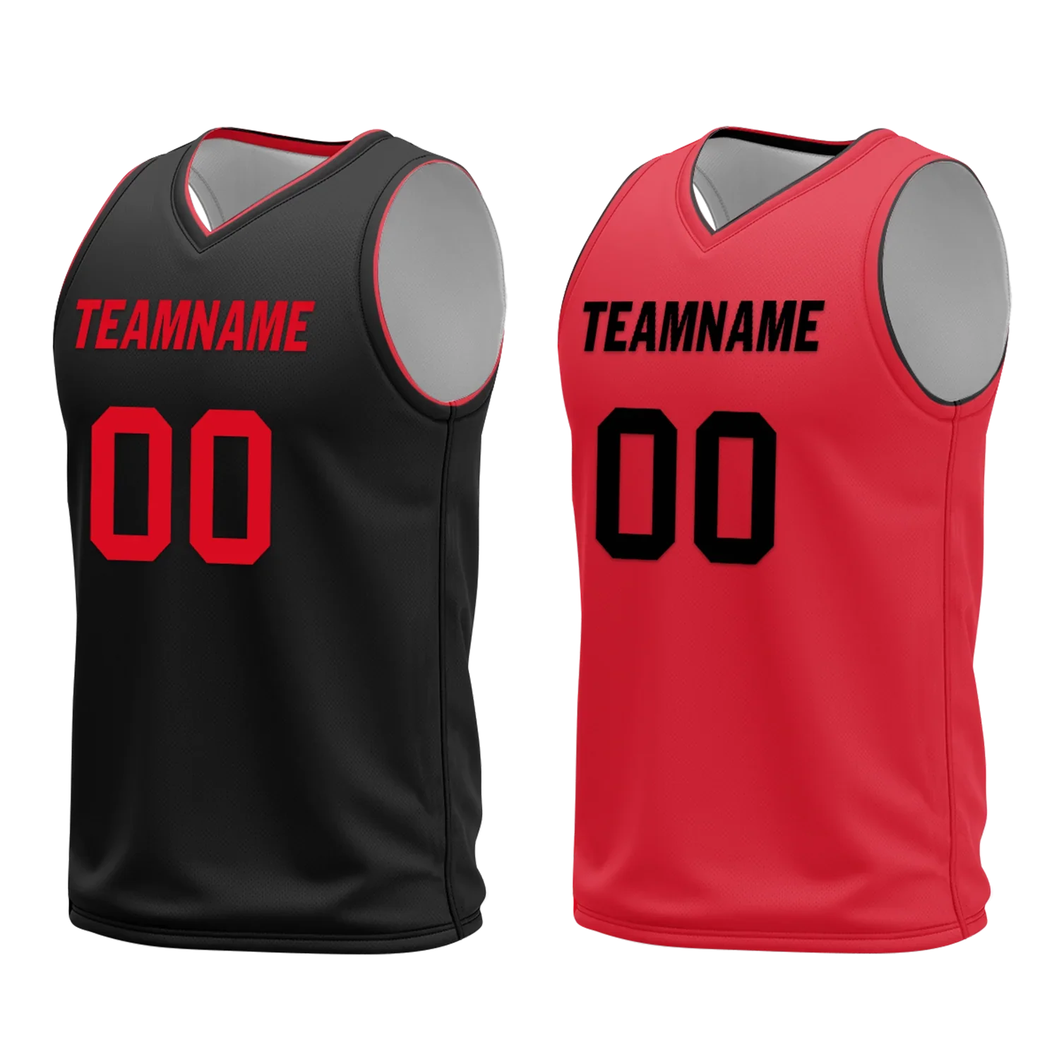 Custom Black Red Classic Style Reversible Basketball Uniform Personalized COOLMAX BBJR-D017018 - Coolcustomize