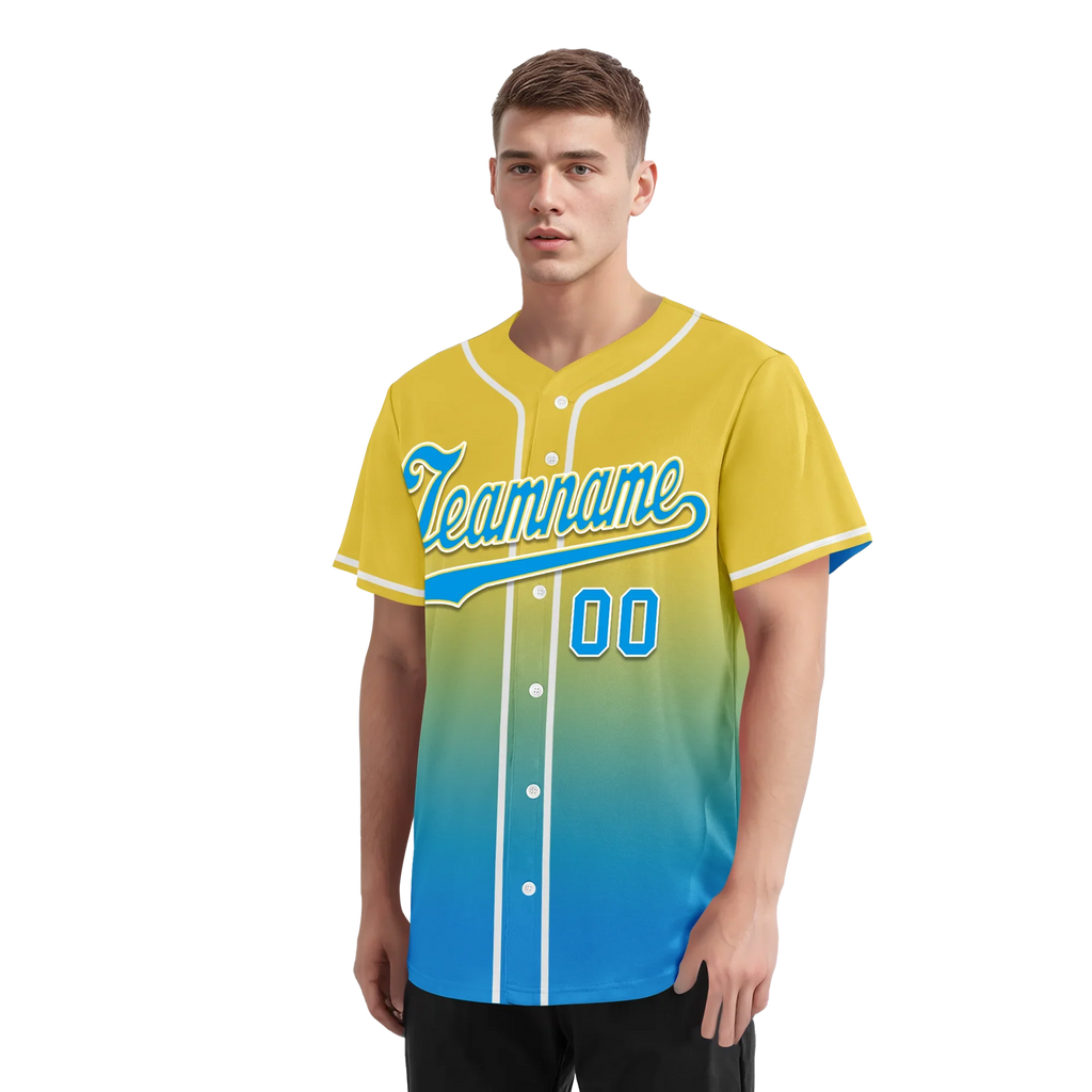 Custom Yellow Blue Fade Fashion Personalized Authentic Baseball Jersey BSBJ01-D0a70fc - Coolcustomize