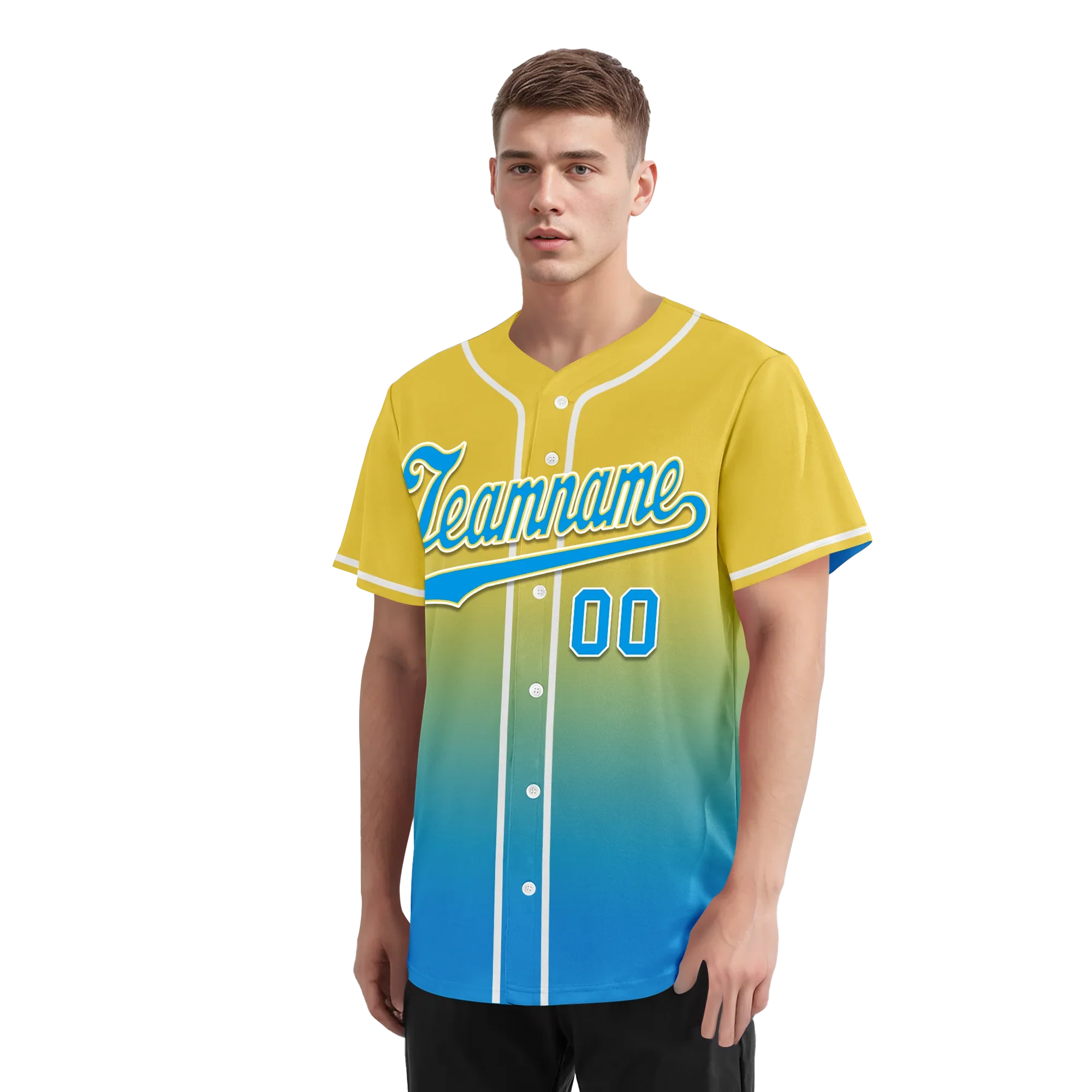 Custom Yellow Blue Fade Fashion Personalized Authentic Baseball Jersey BSBJ01-D0a70fc - Coolcustomize