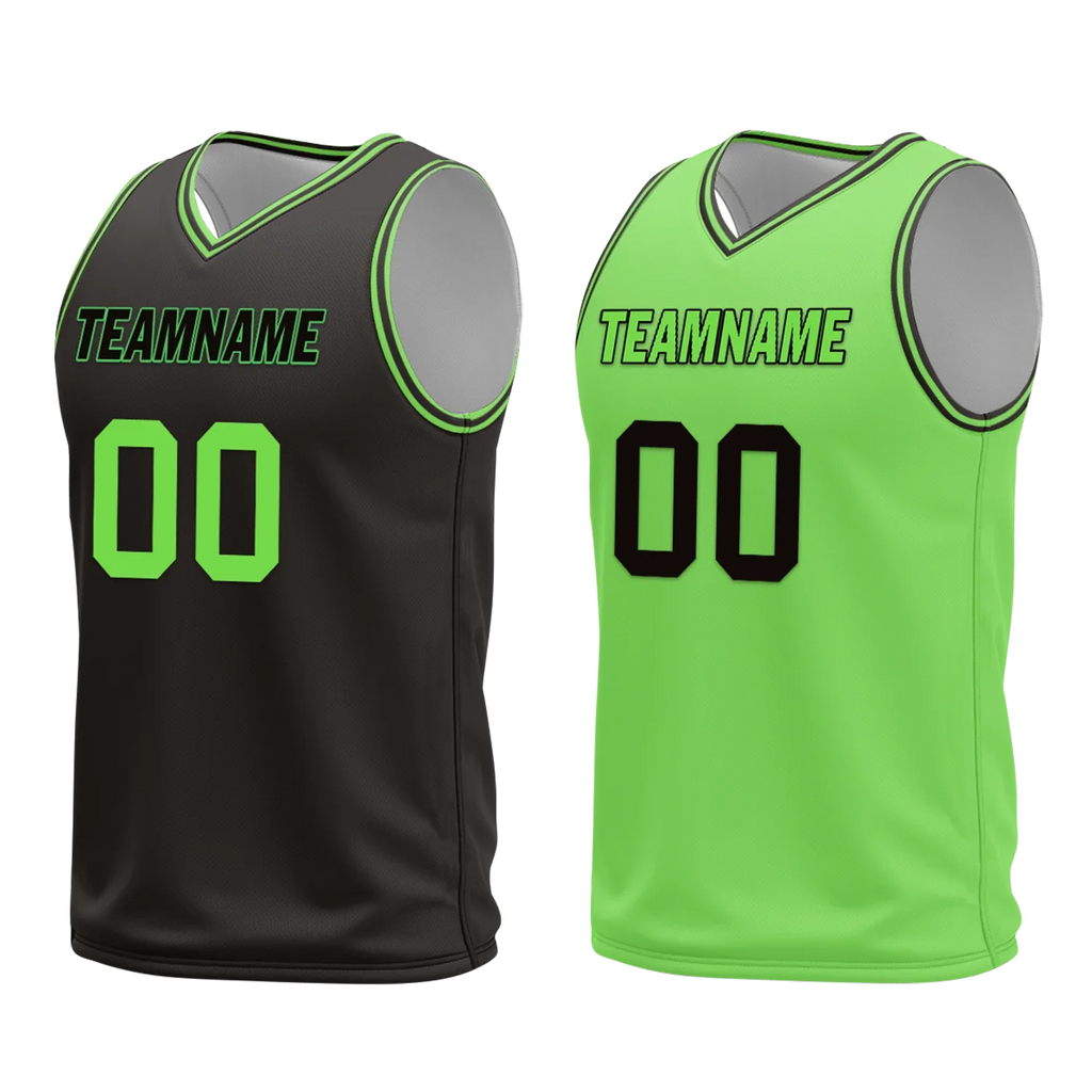 Custom Black Green Classic Style Reversible Basketball Uniform Personalized COOLMAX BBJR-D017049 - Coolcustomize