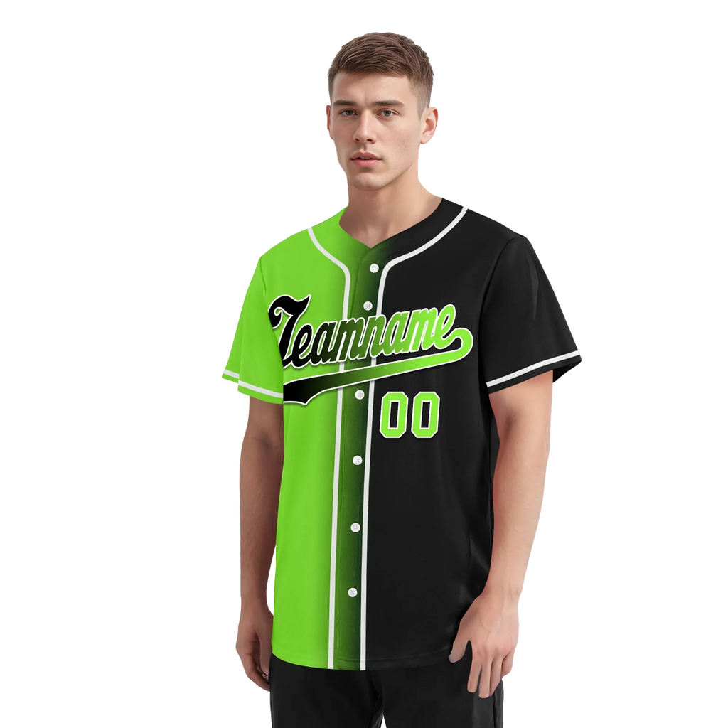 Custom Green Black Gradient Fashion Personalized Authentic Baseball Jersey BSBJ01-D0a709c - Coolcustomize