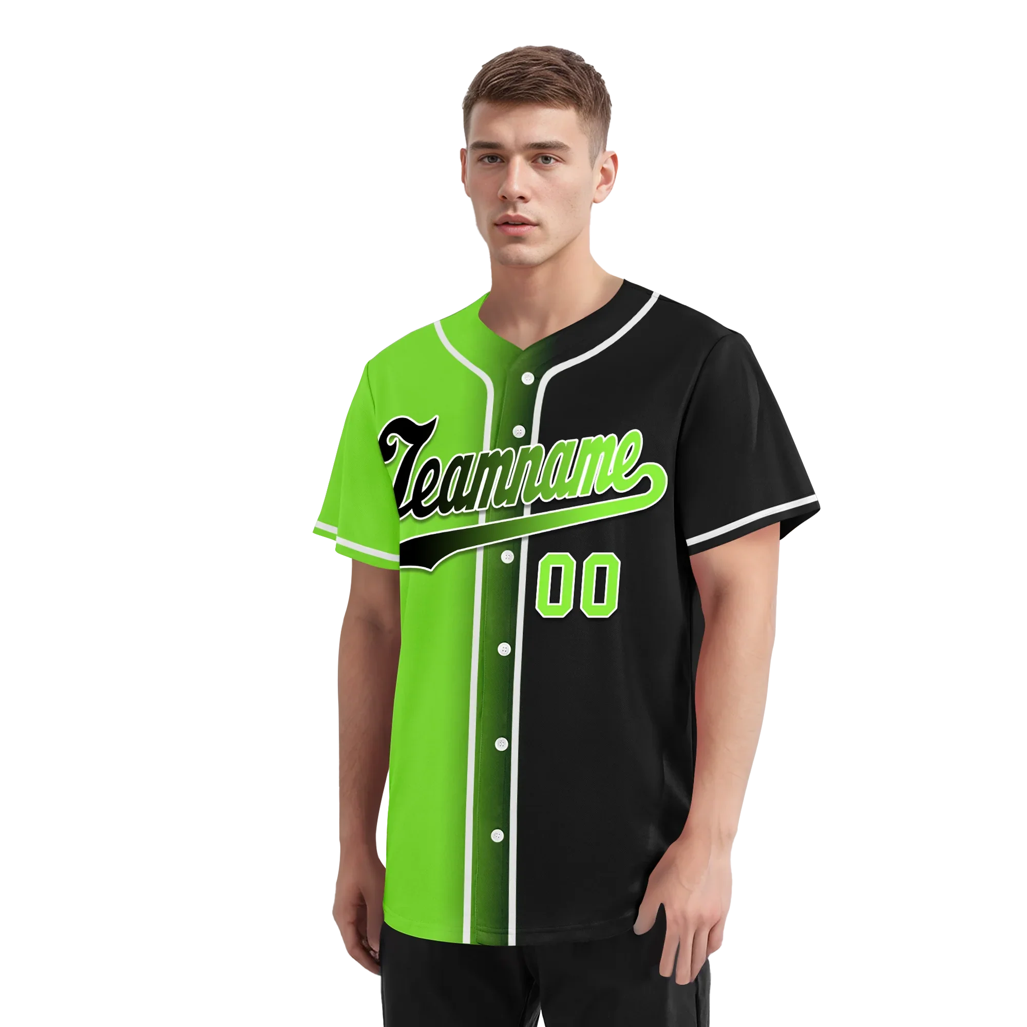 Custom Green Black Gradient Fashion Personalized Authentic Baseball Jersey BSBJ01-D0a709c - Coolcustomize