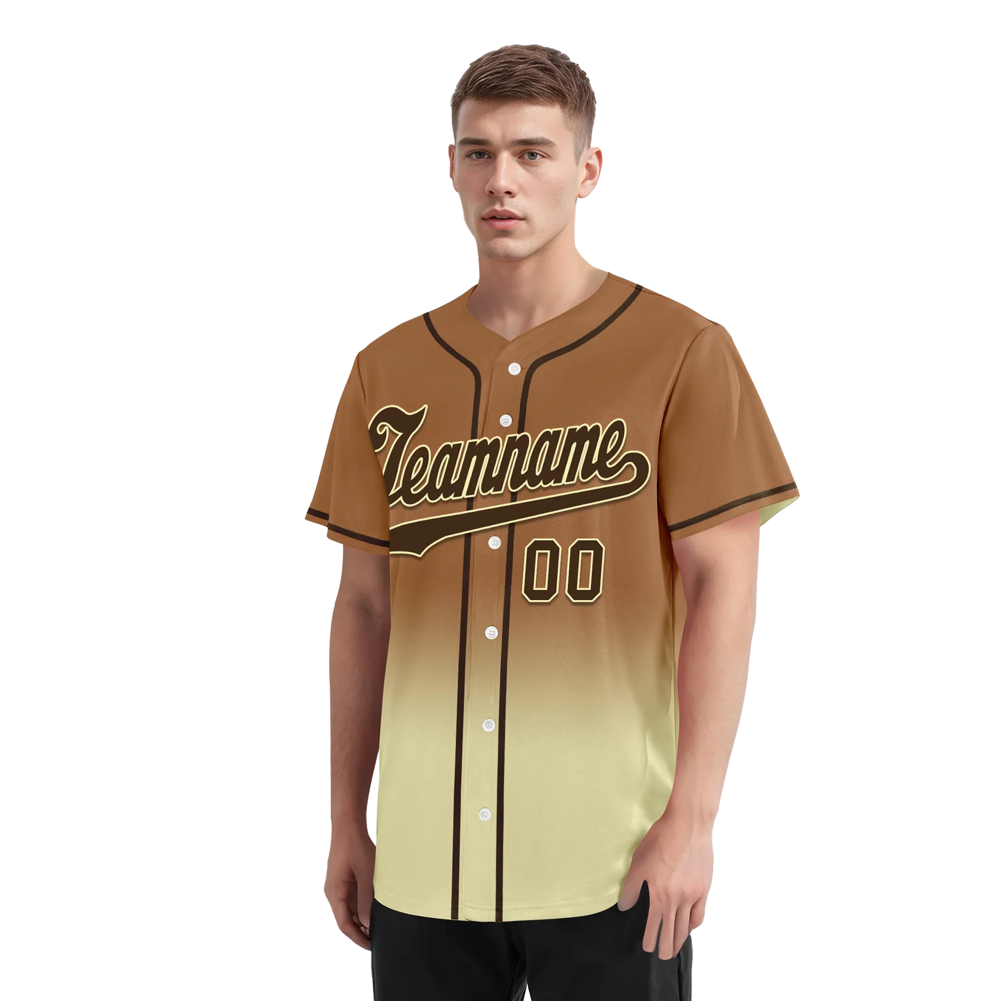 Custom Brown Yellow Fade Fashion Personalized Authentic Baseball Jersey BSBJ01-D0a70ff - Coolcustomize