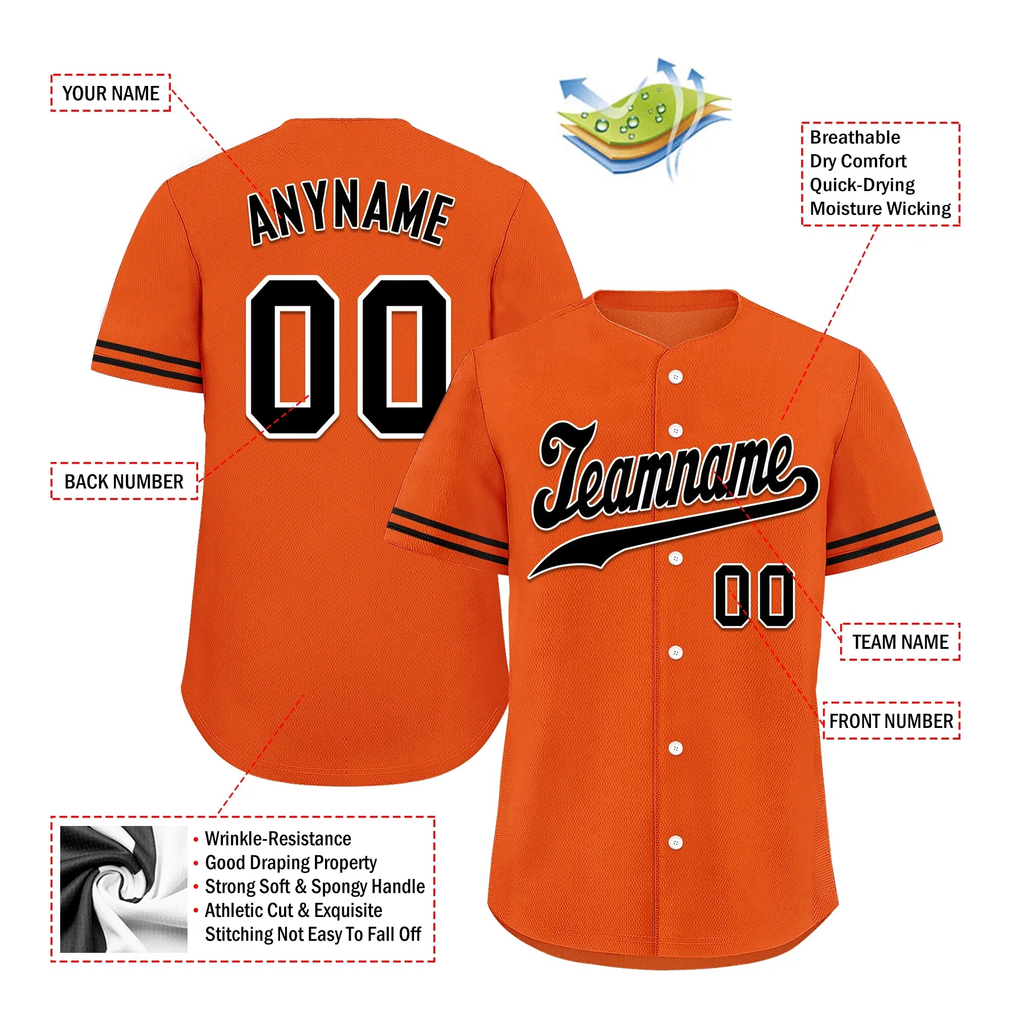 Custom Orange Black Classic Style Black Personalized Authentic Baseball Jersey BSBJ01-bd0fa0a - Coolcustomize