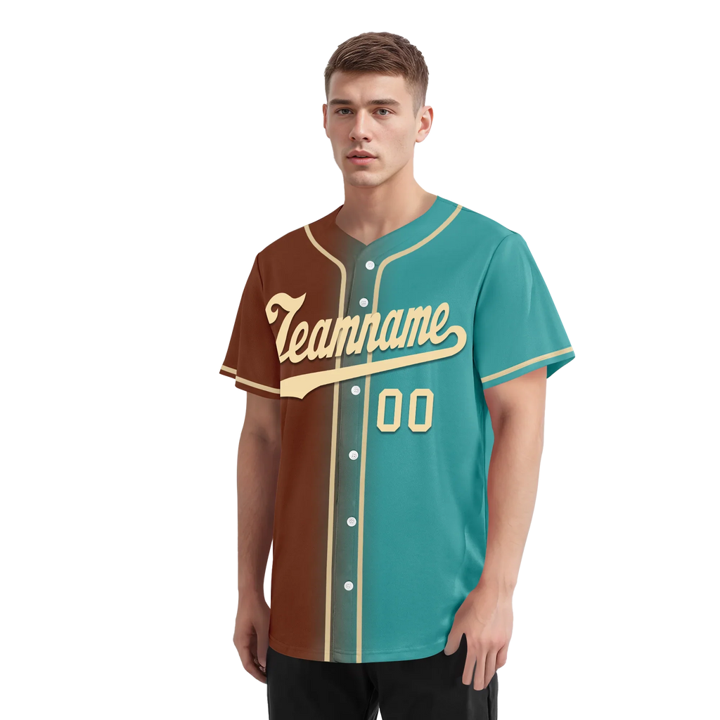Custom Brown Cyan Gradient Fashion Personalized Authentic Baseball Jersey BSBJ01-D0a7088 - Coolcustomize