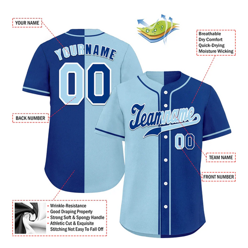 Custom Aqua Blue Gradient Fashion Blue Authentic Baseball Jersey - Coolcustomize