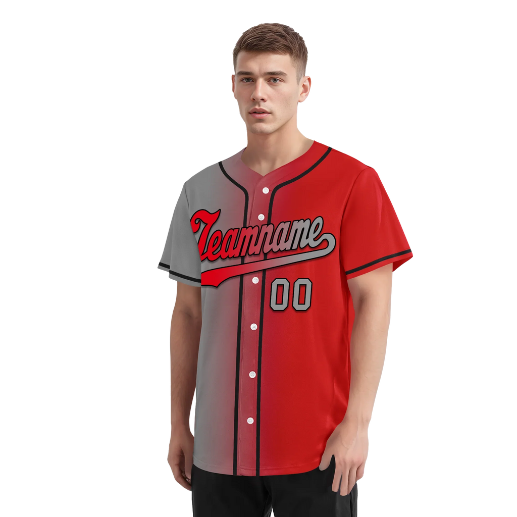 Custom Grey Red Gradient Fashion Personalized Authentic Baseball Jersey BSBJ01-D0a7aad - Coolcustomize