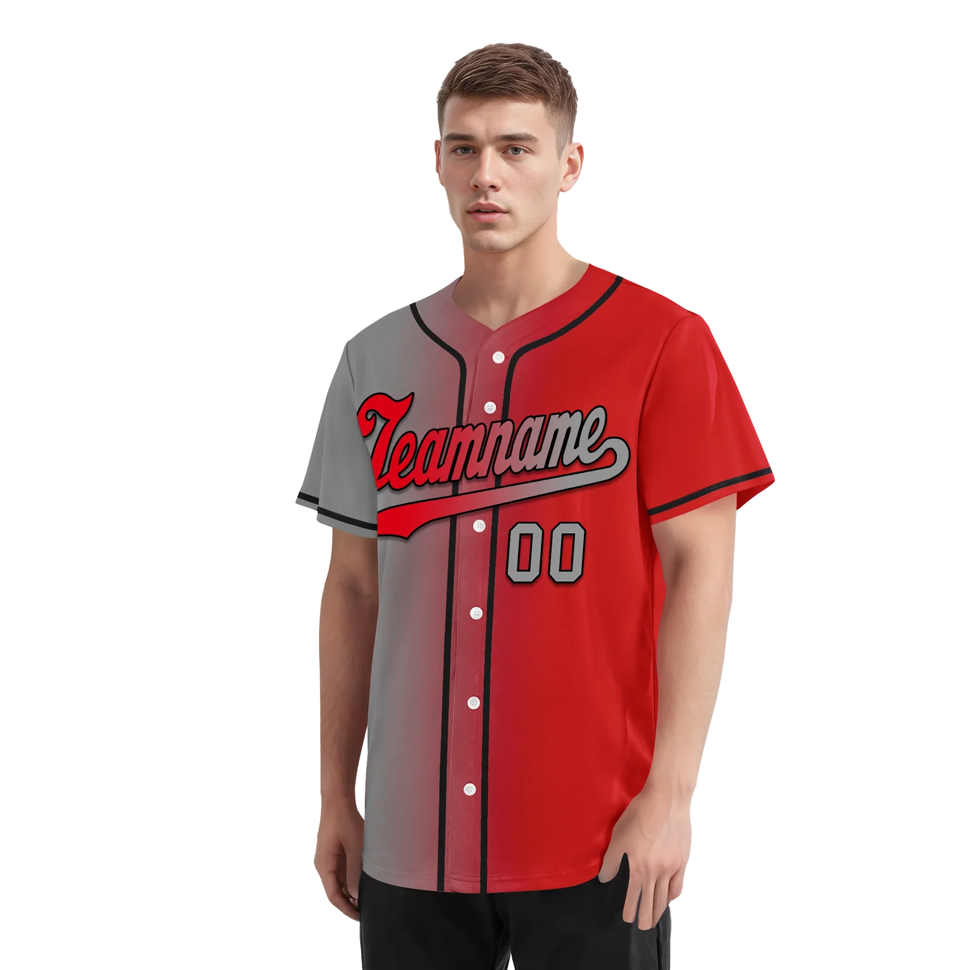Custom Grey Red Gradient Fashion Personalized Authentic Baseball Jersey BSBJ01-D0a7aad - Coolcustomize