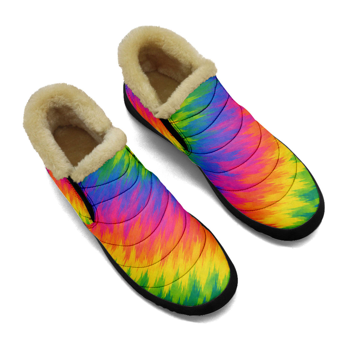 Personalized Colorful Winter Camp Slippers – Cozy Fleece Lined Ankle Snow Boots, Custom Gift for Her