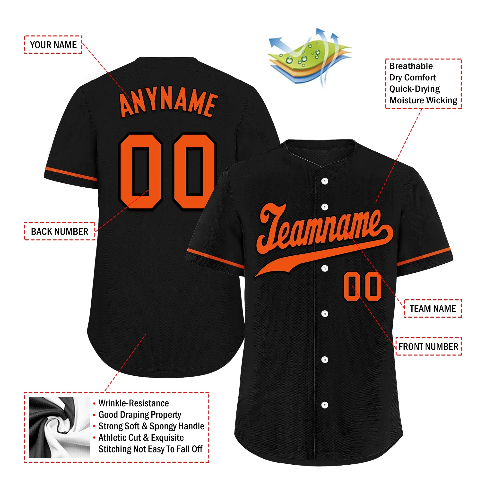 Custom Black Orange Classic Style Orange Personalized Authentic Baseball Jersey BSBJ01-bd0fa0b - Coolcustomize