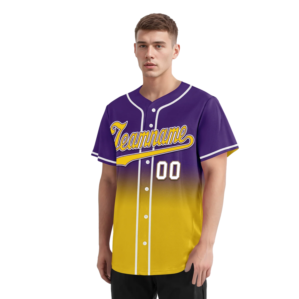 Custom Purple Yellow Fade Fashion Personalized Authentic Baseball Jersey BSBJ01-D0a70cb - Coolcustomize