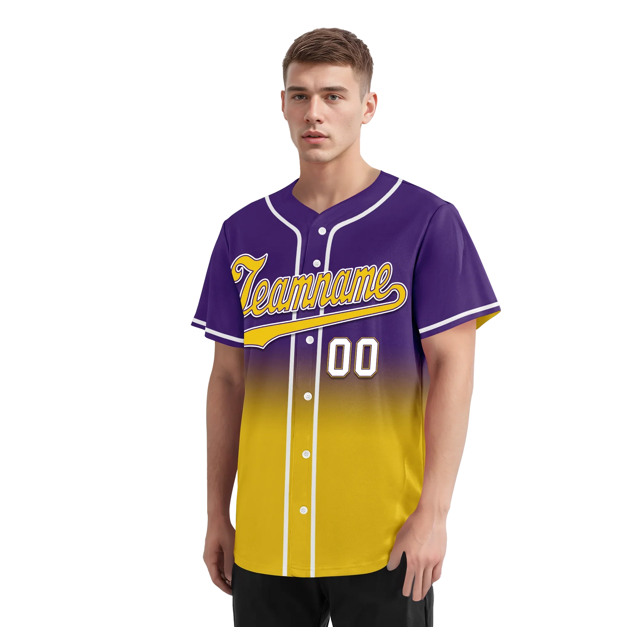 Custom Purple Yellow Fade Fashion Personalized Authentic Baseball Jersey BSBJ01-D0a70cb - Coolcustomize