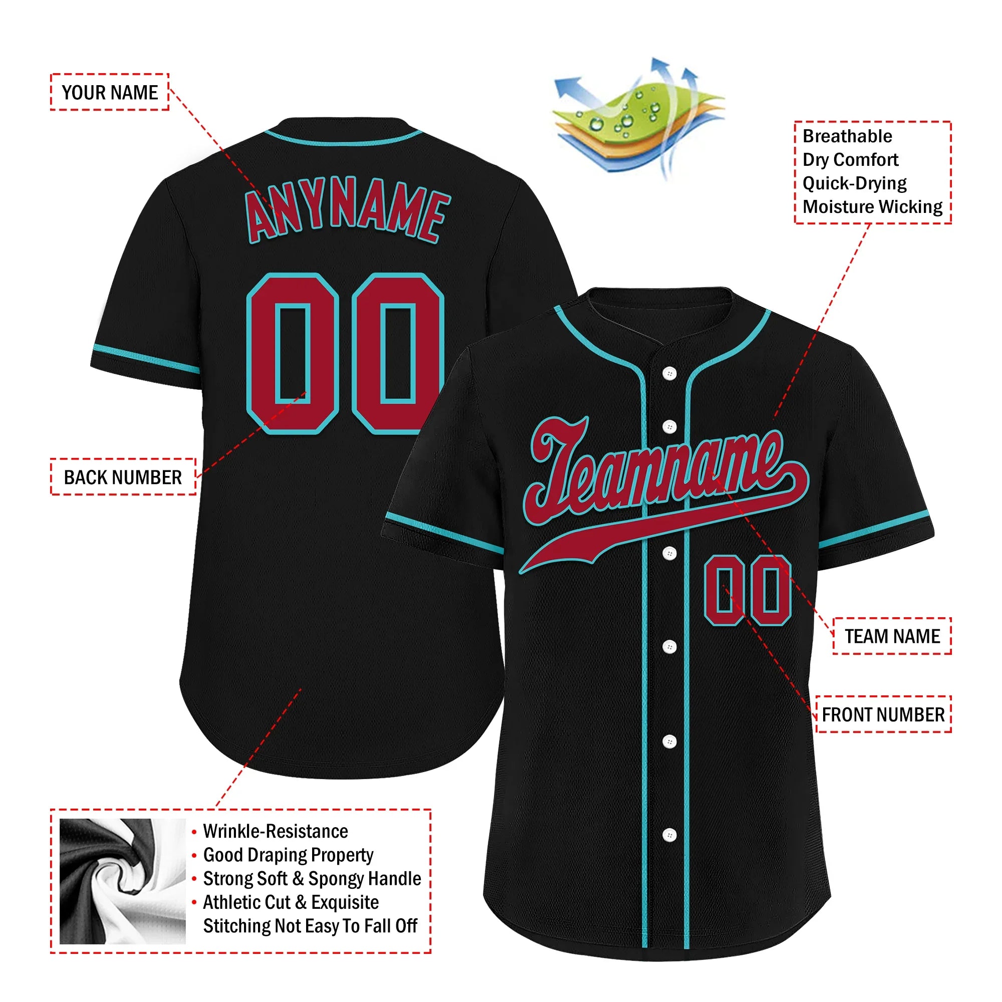 Custom Black Classic Style Red Personalized Authentic Baseball Jersey BSBJ01-bd0faec - Coolcustomize